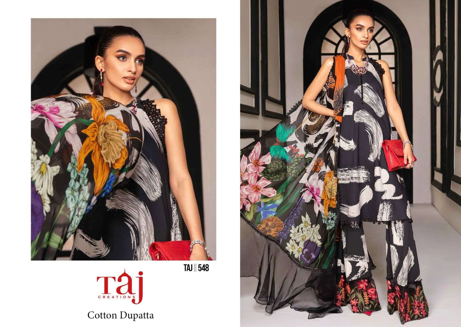 QUEEN COURT HIT DESIGN BY TAJ CREATIONS DESIGN NO - TAJ 548 HEAVY EMBROIDERY FANCY PARTY WEAR SUIT