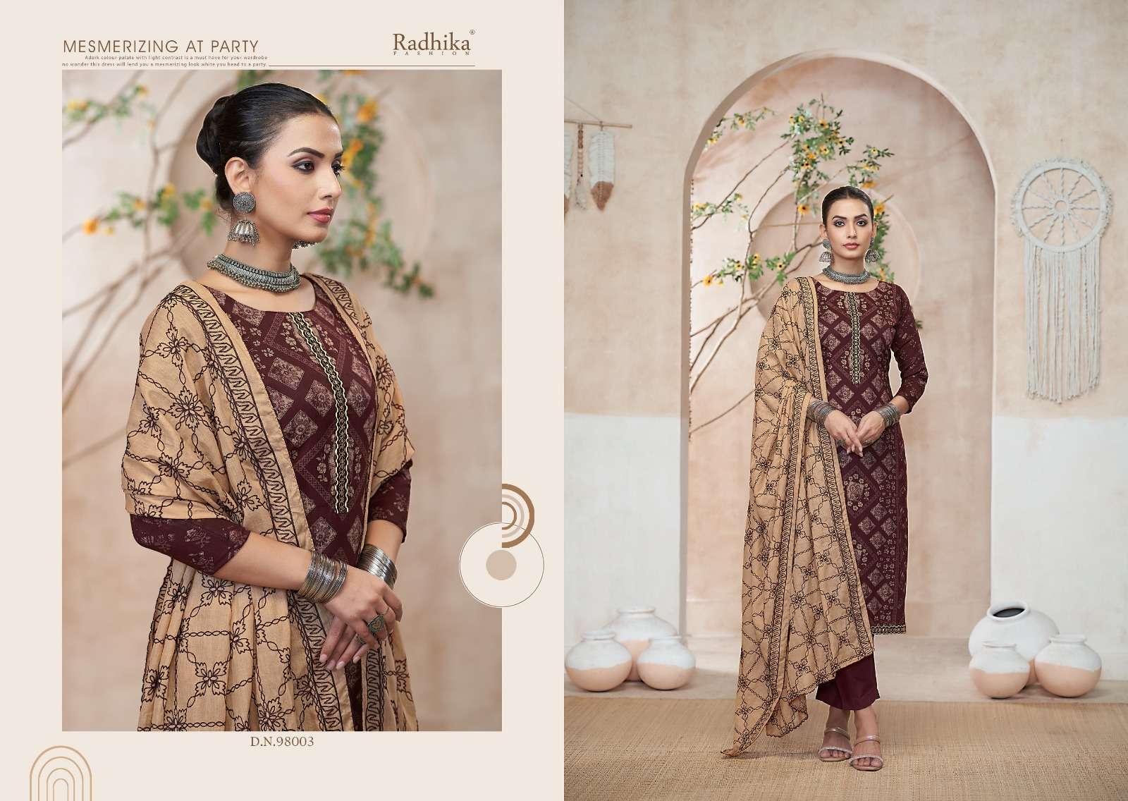 RADHIKA FASHION AZARA BLACK BERRY VOL 13 COTTON DESIGNER PRINT SUIT