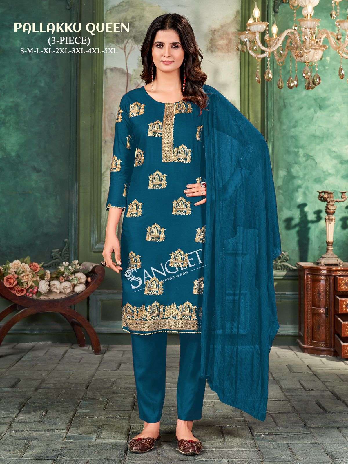 SANGEET PALLAKKU QUEEN RAYON KURTI COMBO SET 