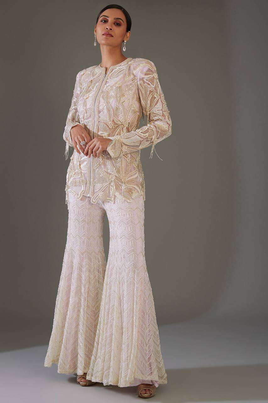ST 183 HEAVY DESIGNER TOP WITH SHARARA PLAZZO SET 