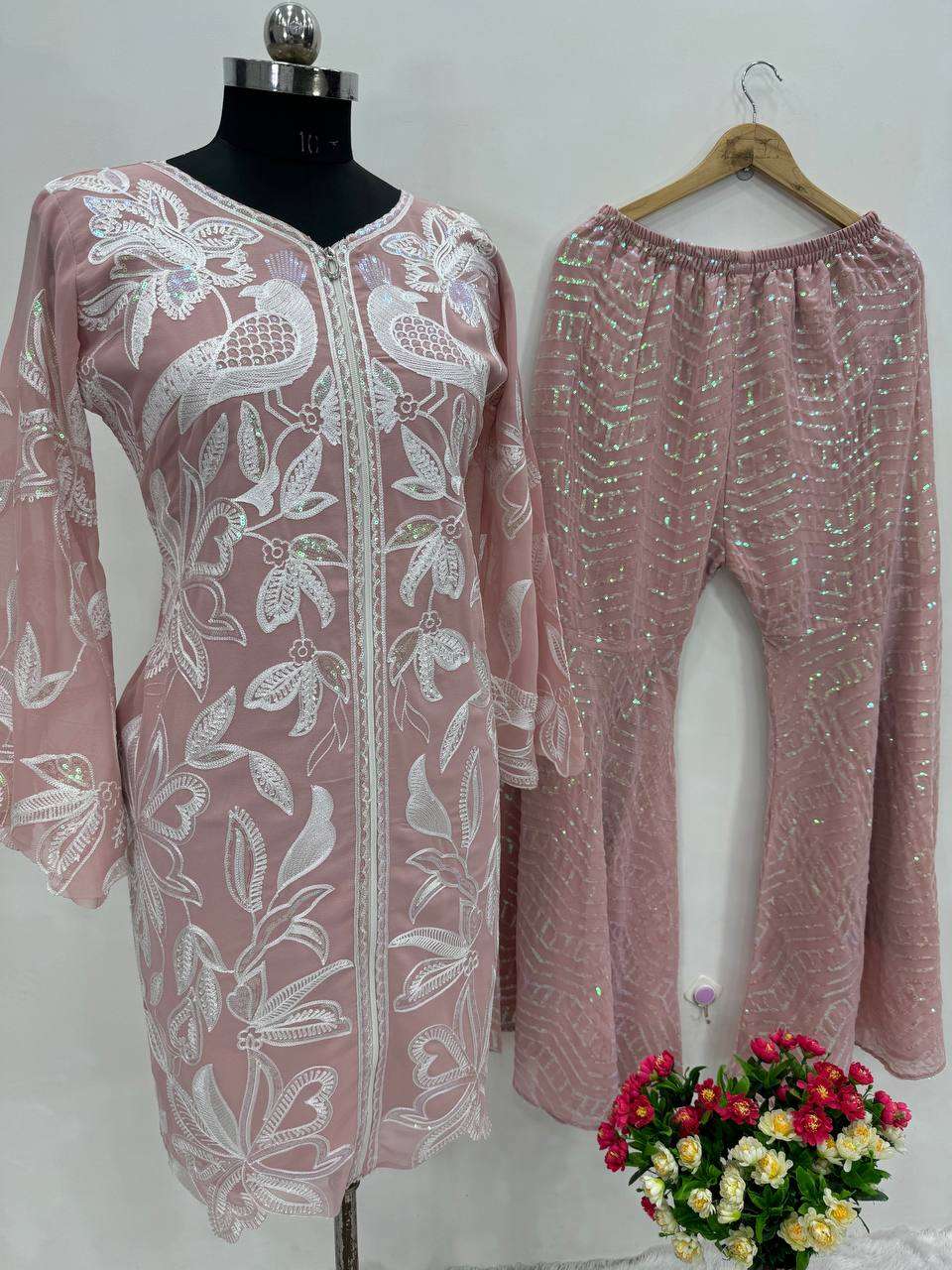 ST 183 HEAVY DESIGNER TOP WITH SHARARA PLAZZO SET 