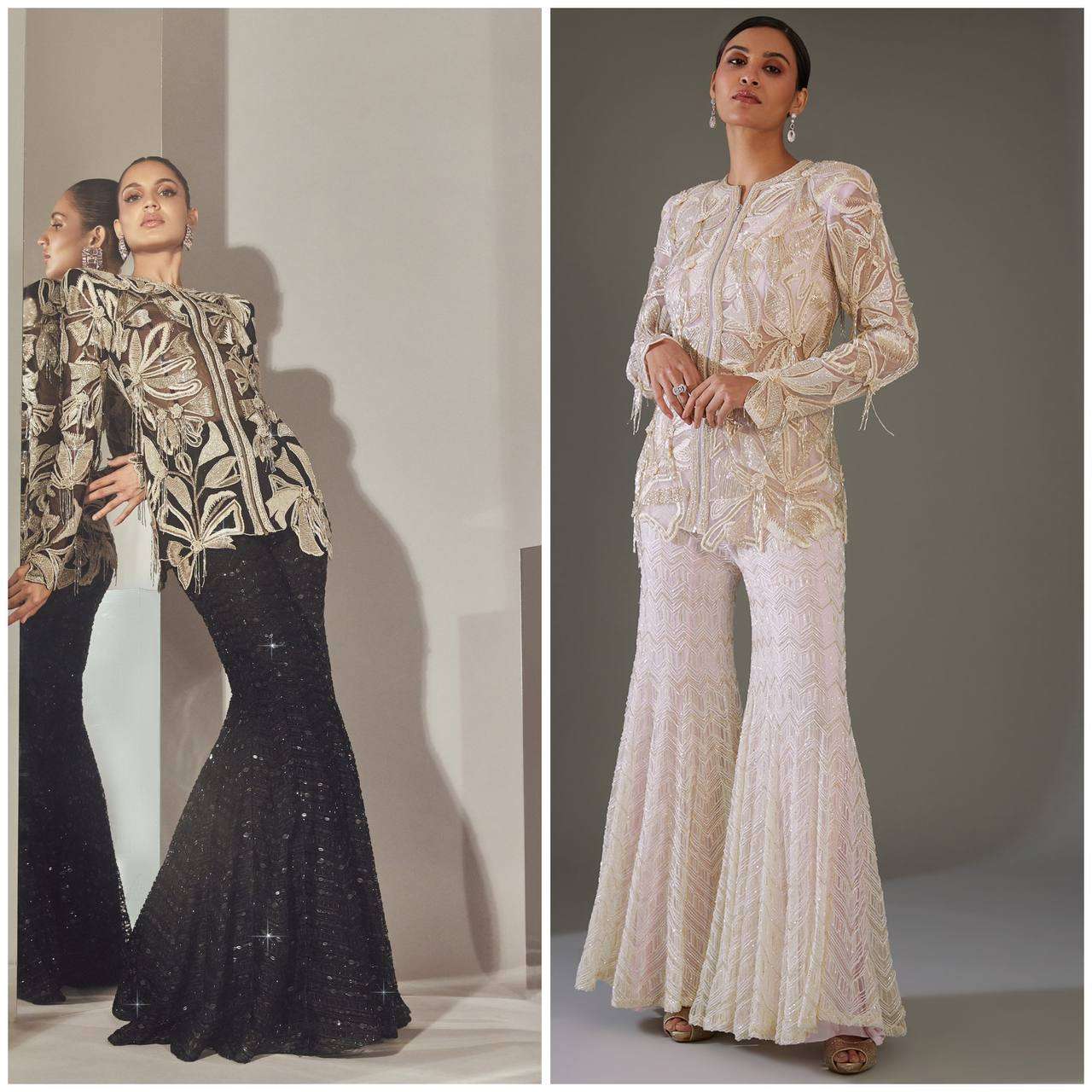 ST 183 HEAVY DESIGNER TOP WITH SHARARA PLAZZO SET 