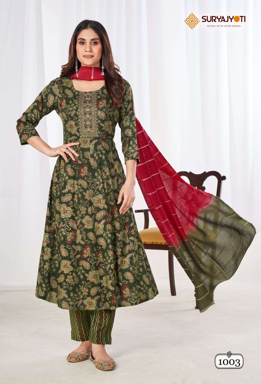  SURYAJYOTI ANARKALI SPECIAL VOL 1 RAYON FOIL PRINTED KURTI COMBO SET 