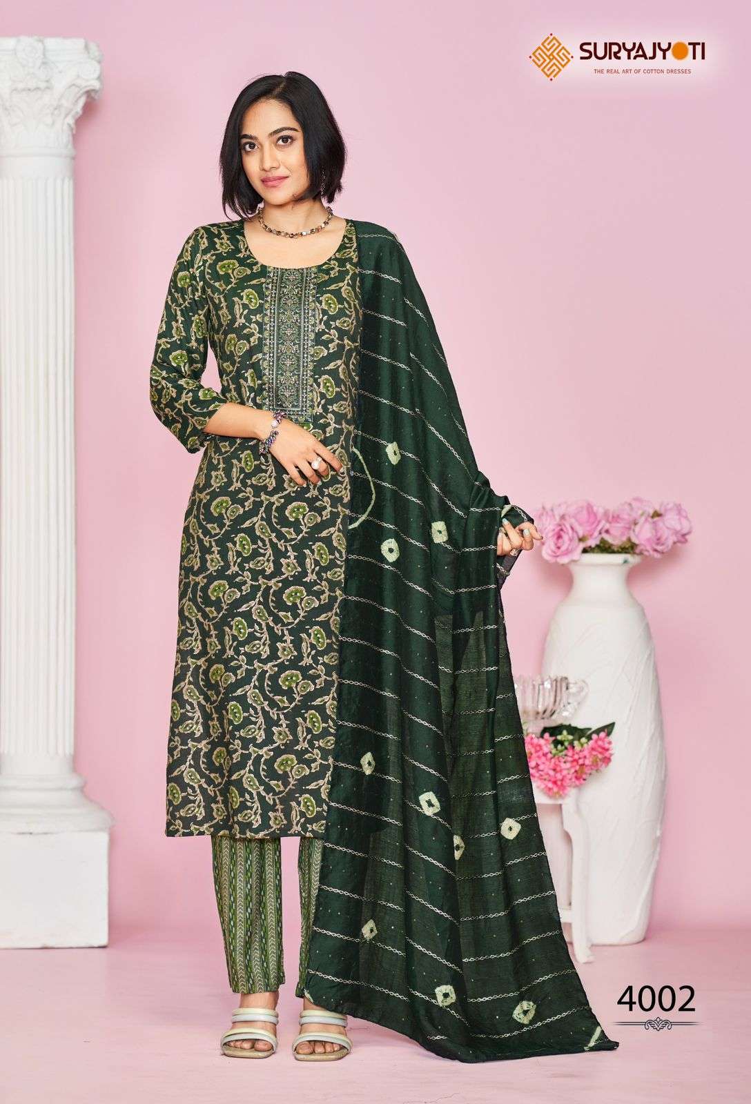 SURYAJYOTI KRITIKA VOL 4 RAYON PRINTS KURTI COMBO SET 