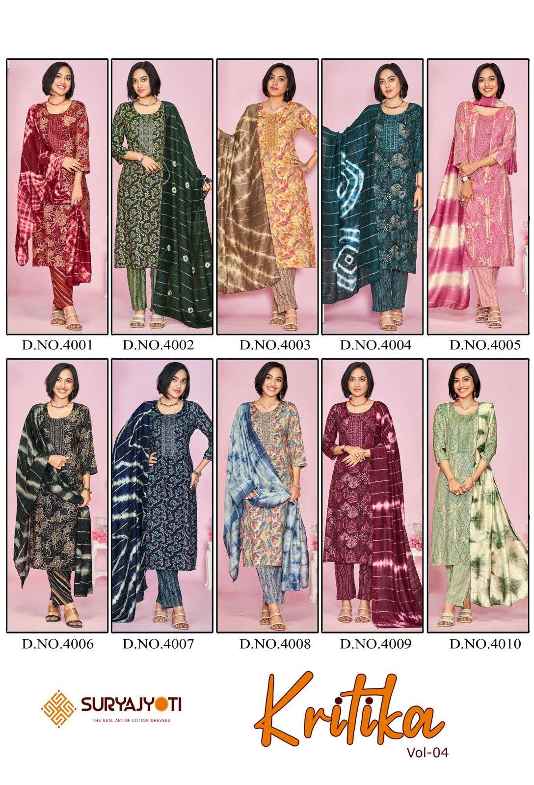 SURYAJYOTI KRITIKA VOL 4 RAYON PRINTS KURTI COMBO SET 