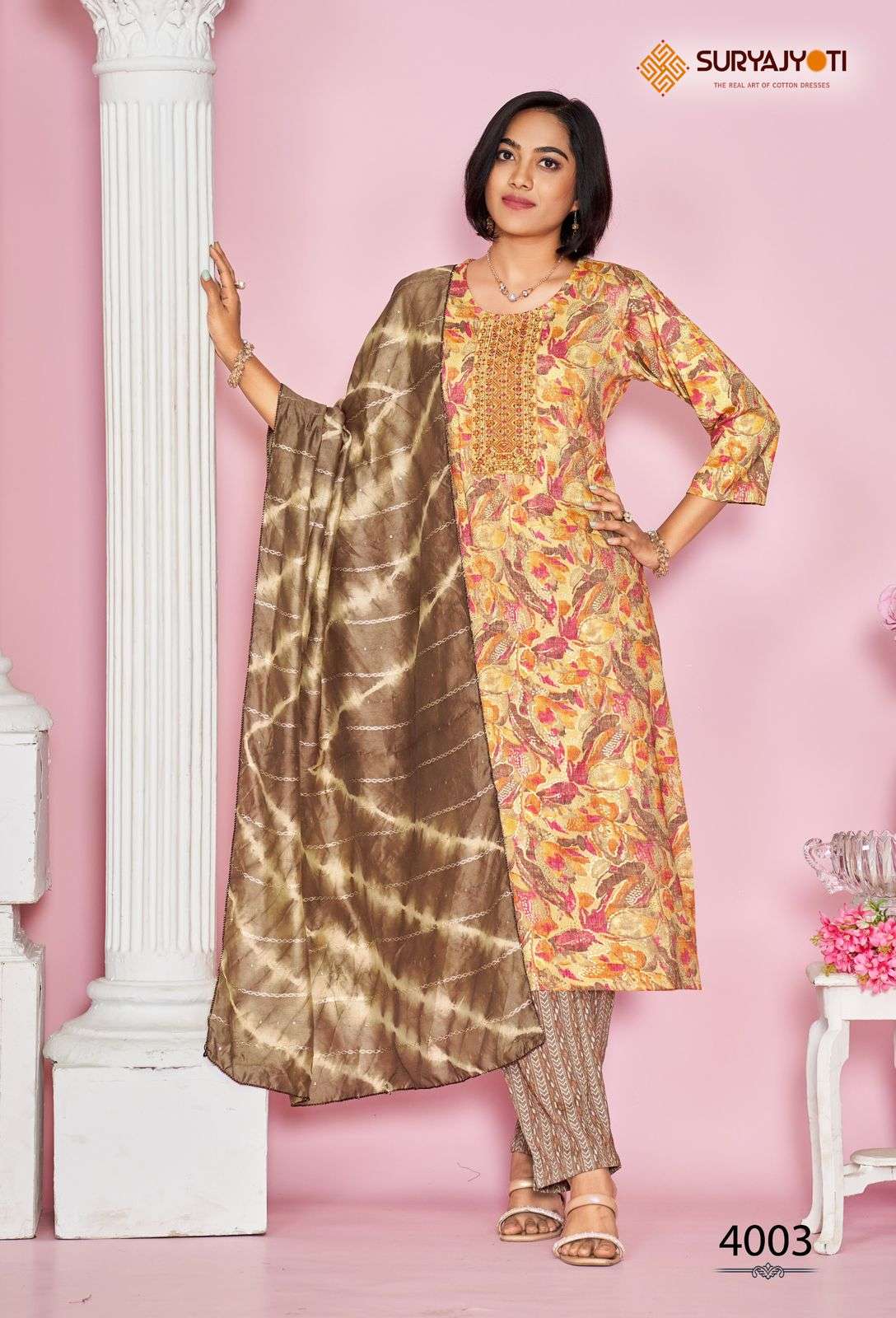SURYAJYOTI KRITIKA VOL 4 RAYON PRINTS KURTI COMBO SET 