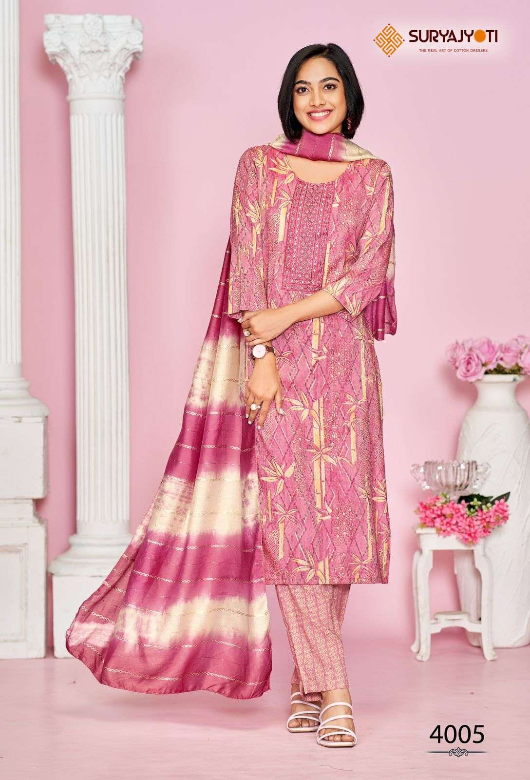 SURYAJYOTI KRITIKA VOL 4 RAYON PRINTS KURTI COMBO SET 
