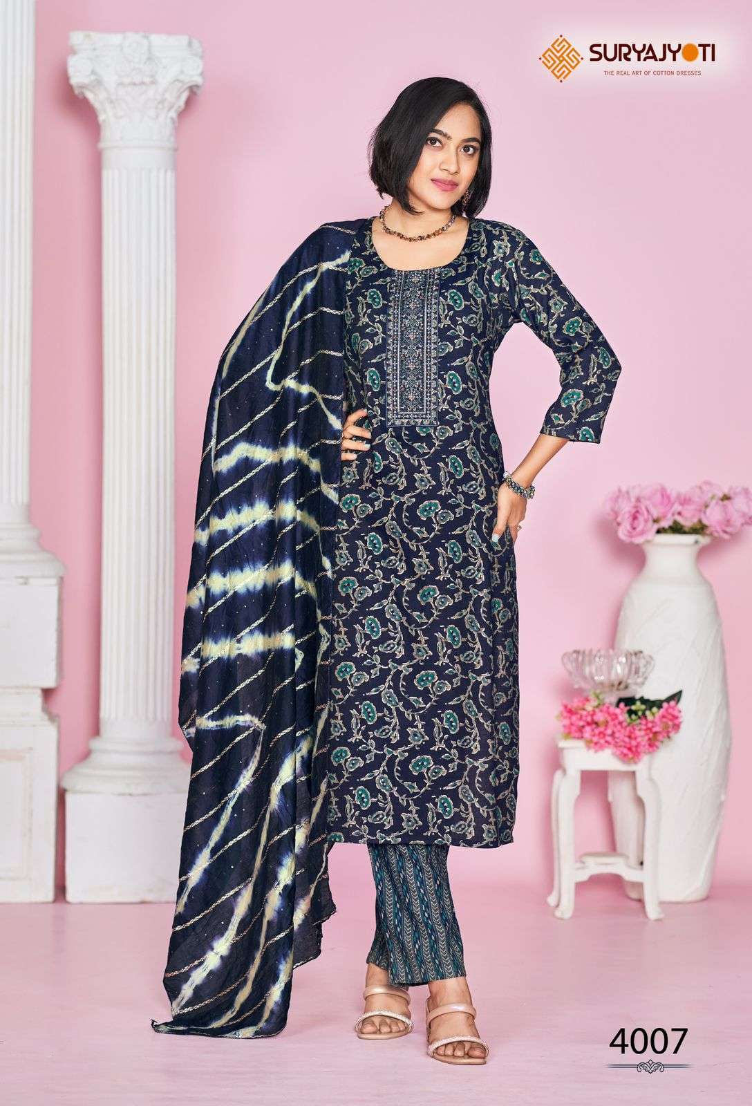 SURYAJYOTI KRITIKA VOL 4 RAYON PRINTS KURTI COMBO SET 