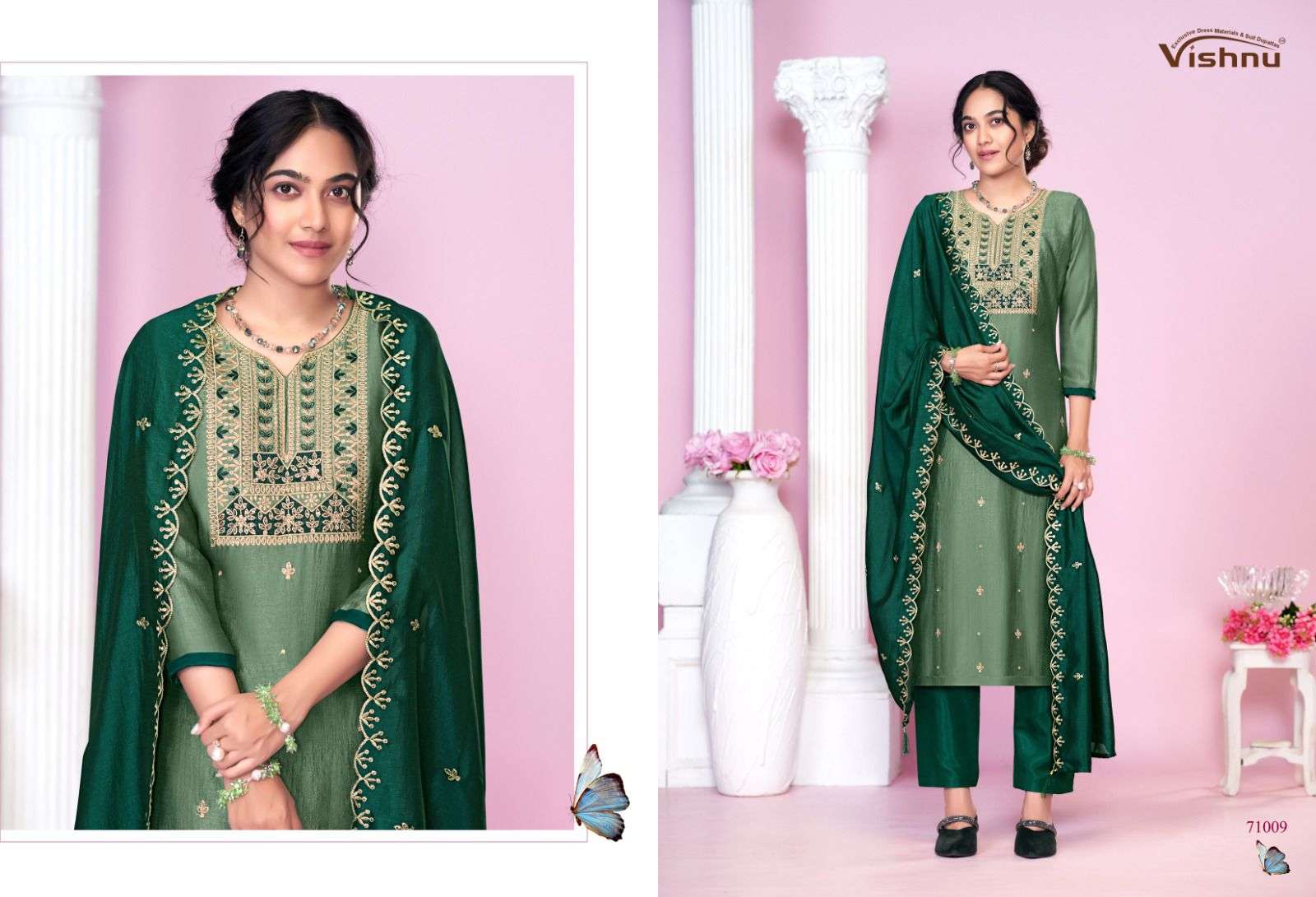 VISHNU IMPEX JASMEEN SILK FANCY SWAROVSKI WORK SUIT