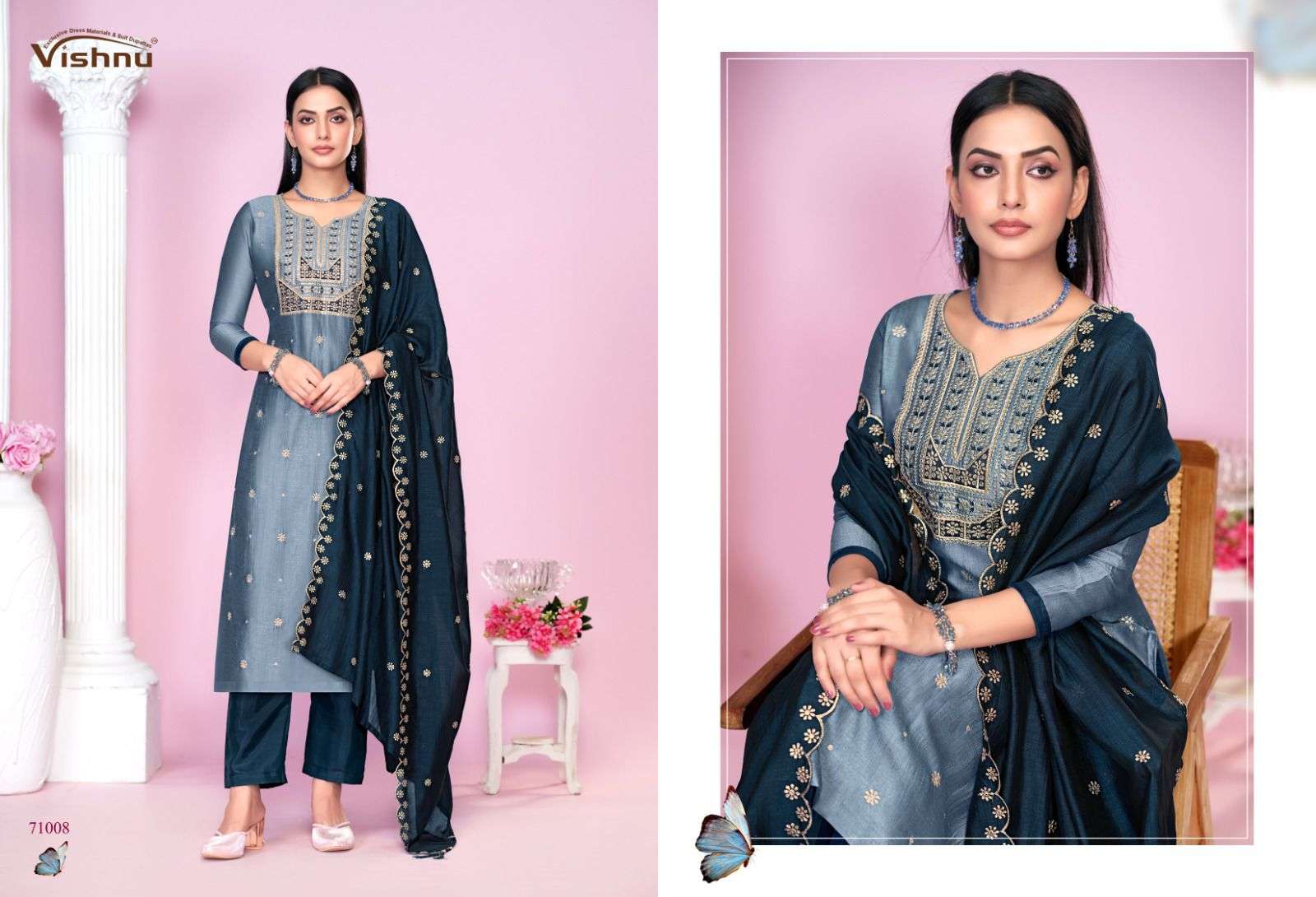 VISHNU IMPEX JASMEEN SILK FANCY SWAROVSKI WORK SUIT
