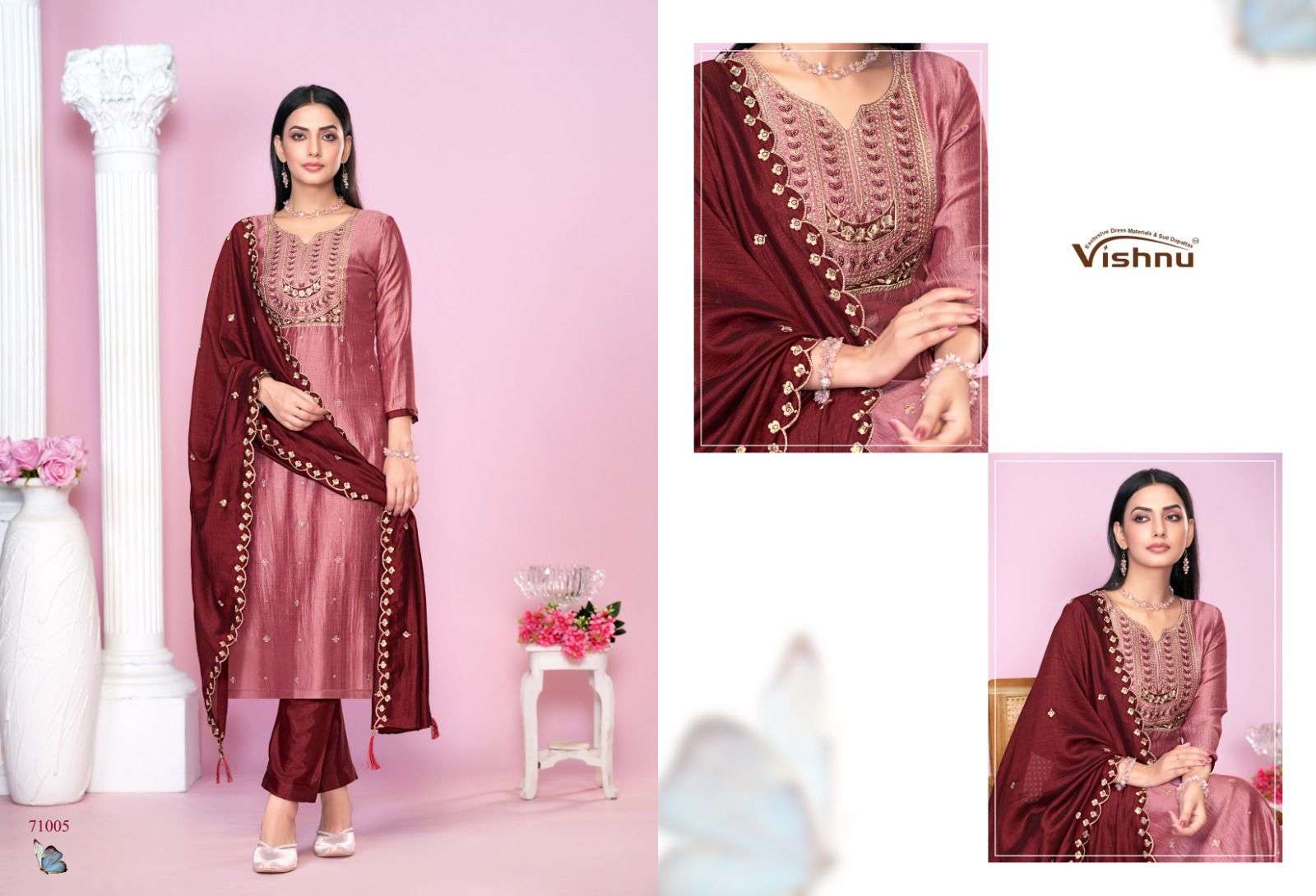 VISHNU IMPEX JASMEEN SILK FANCY SWAROVSKI WORK SUIT