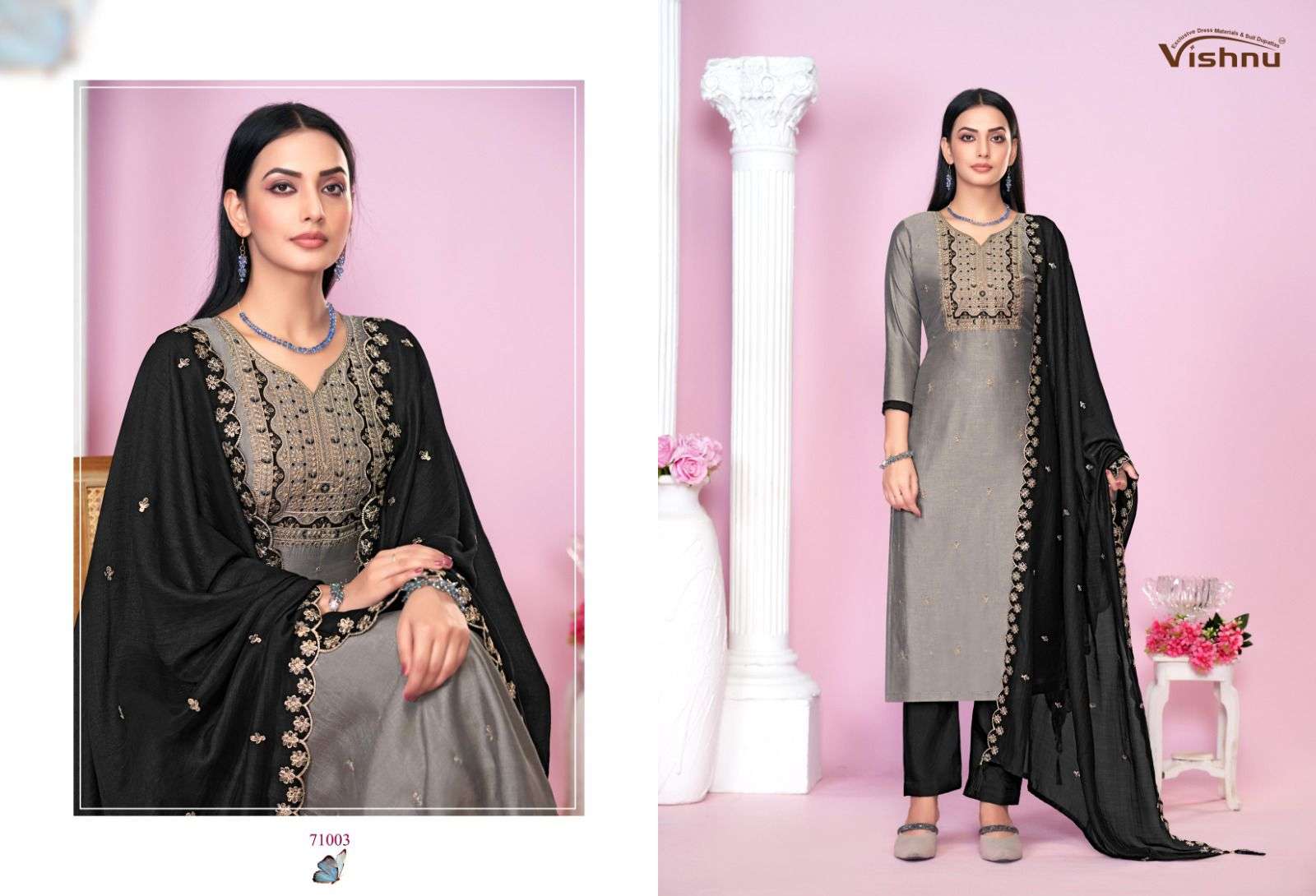 VISHNU IMPEX JASMEEN SILK FANCY SWAROVSKI WORK SUIT