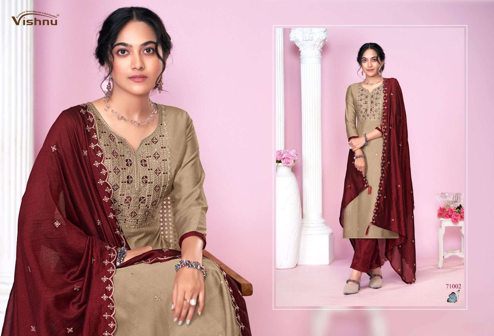 VISHNU IMPEX JASMEEN SILK FANCY SWAROVSKI WORK SUIT