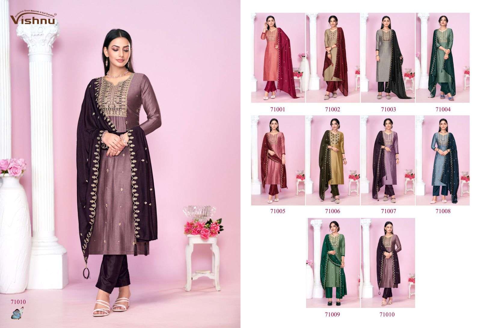 VISHNU IMPEX JASMEEN SILK FANCY SWAROVSKI WORK SUIT