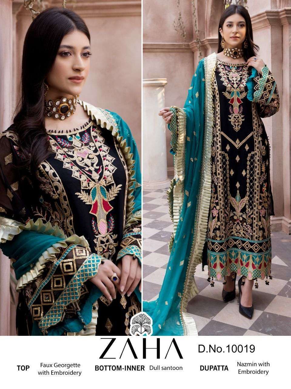 ZAHA DESIGN NO - 10019 HEAVY EMBROIDERED PAKISTANI SUIT