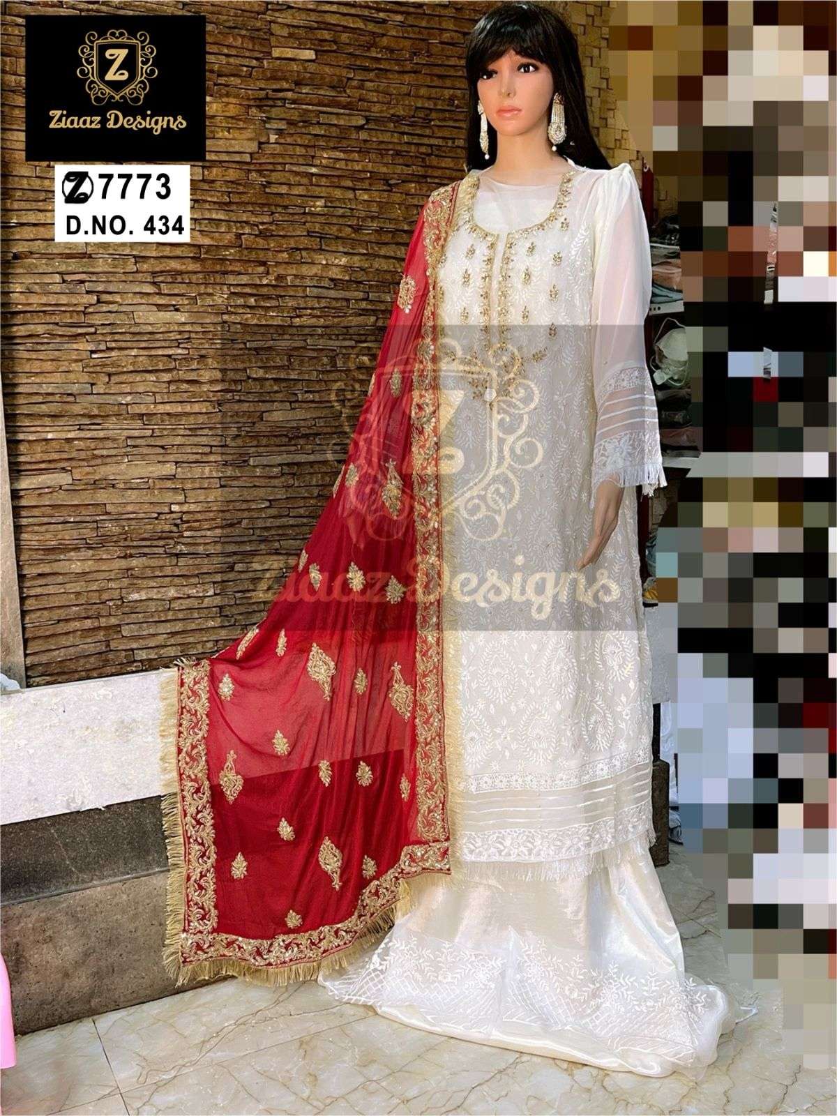 ZIAAZ DESIGNS CODE NO - 434 SEMI STITCHED HIT DESIGN HEAVY PARTY WEAR SUIT