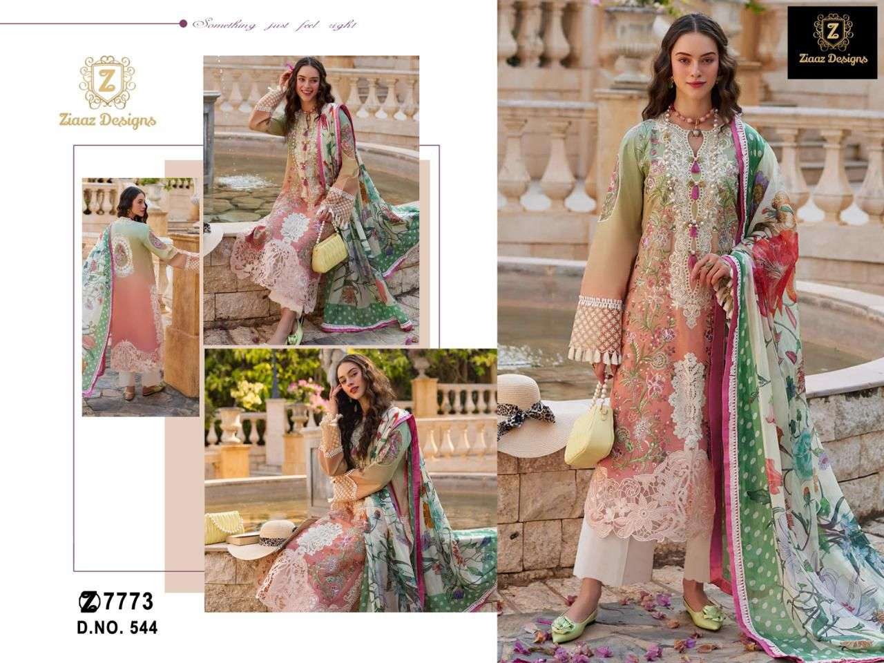 ZIAAZ DESIGNS CODE NO - 544  COTTON BEAUTIFUL PARTY WEAR SUIT