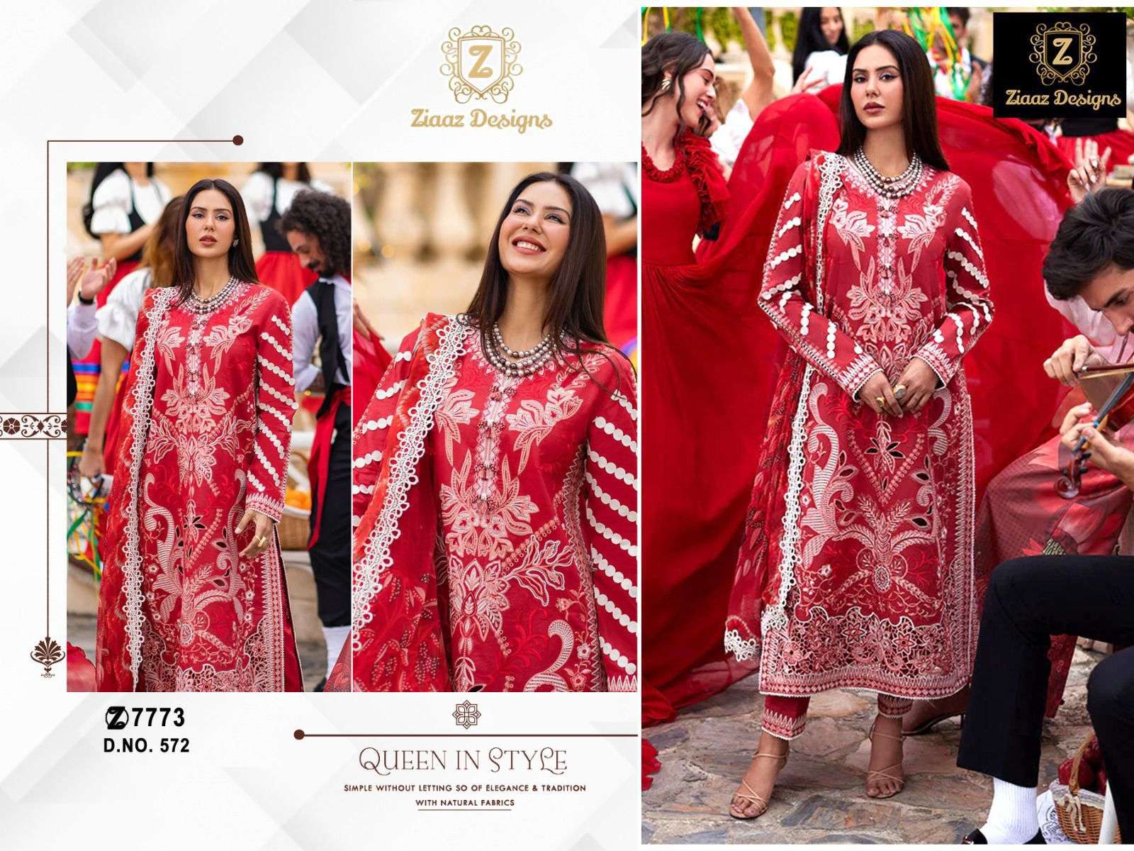 ZIAAZ DESIGNS CODE NO - 572 BEAUTIFUL HEAVY WORK PARTY WEAR SUIT 