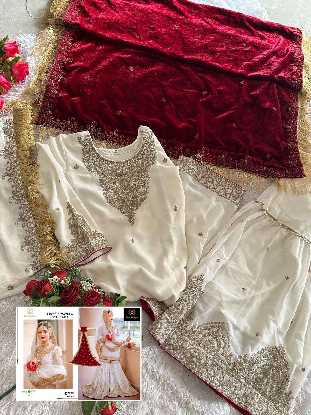 ZIAAZ DESIGNS CODE NO - 641 BEAUTIFUL HEAVY WORK PARTY WEAR SALWAR KAMEEZ