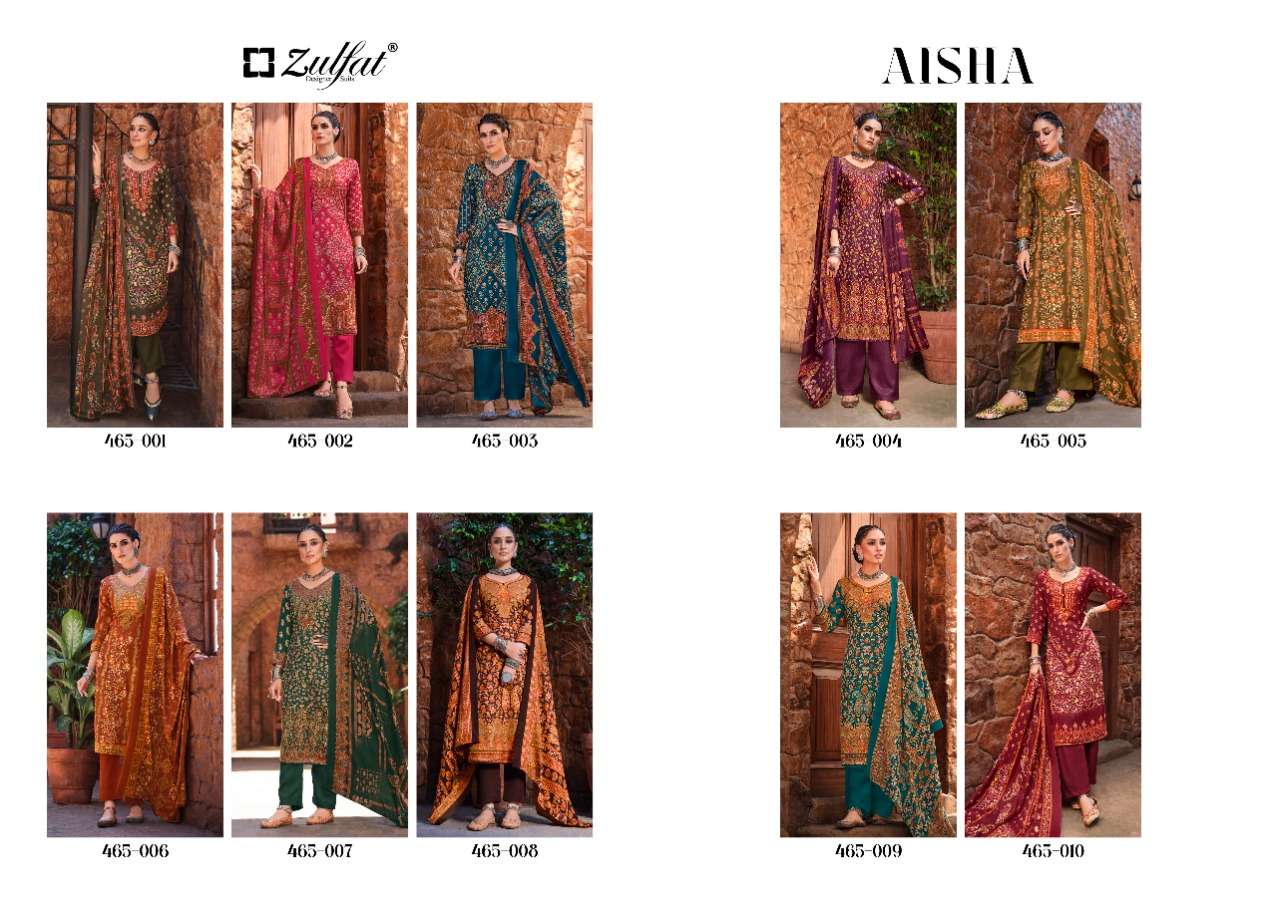 ZULFAT DESIGNER SUITS AISHA DIGITAL PRINTS PASHMINA SUIT