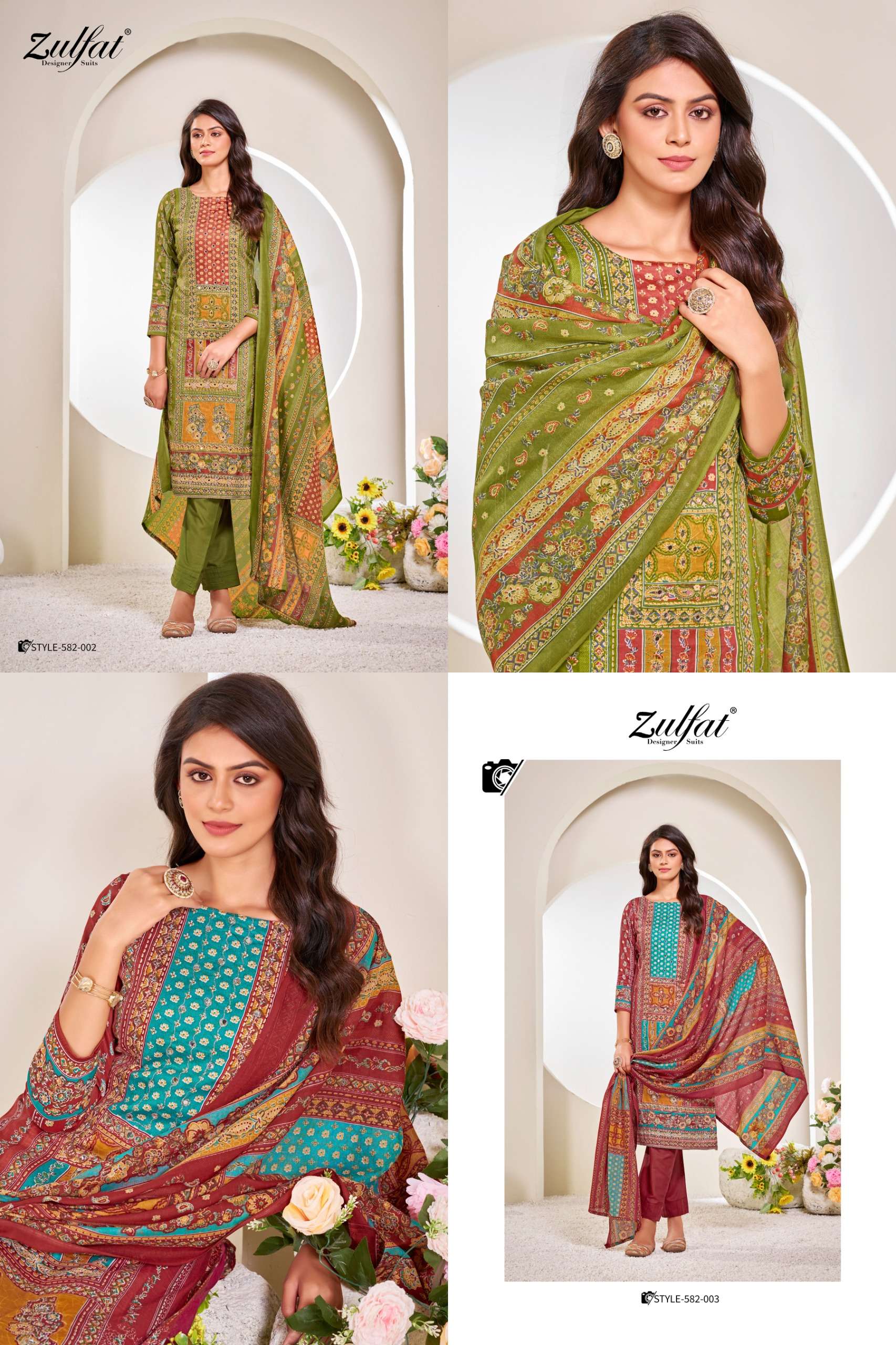 ZULFAT DESIGNER SUITS RAABTA JAM COTTON PRINT WITH FANCY WORK SUIT