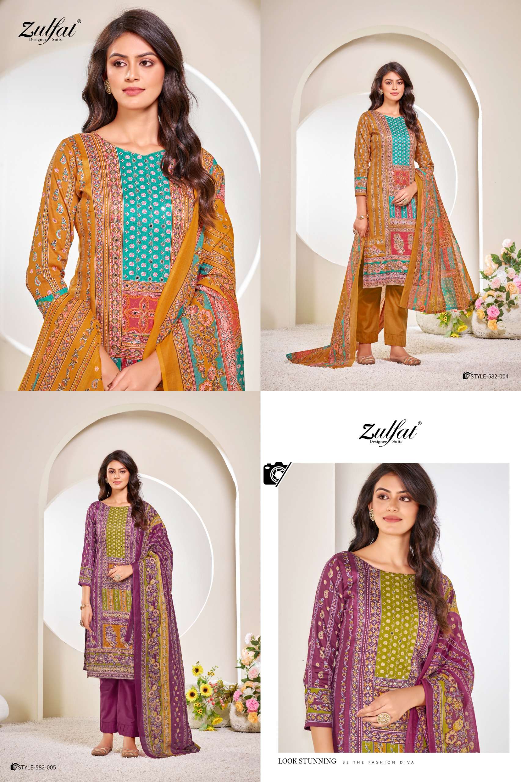 ZULFAT DESIGNER SUITS RAABTA JAM COTTON PRINT WITH FANCY WORK SUIT