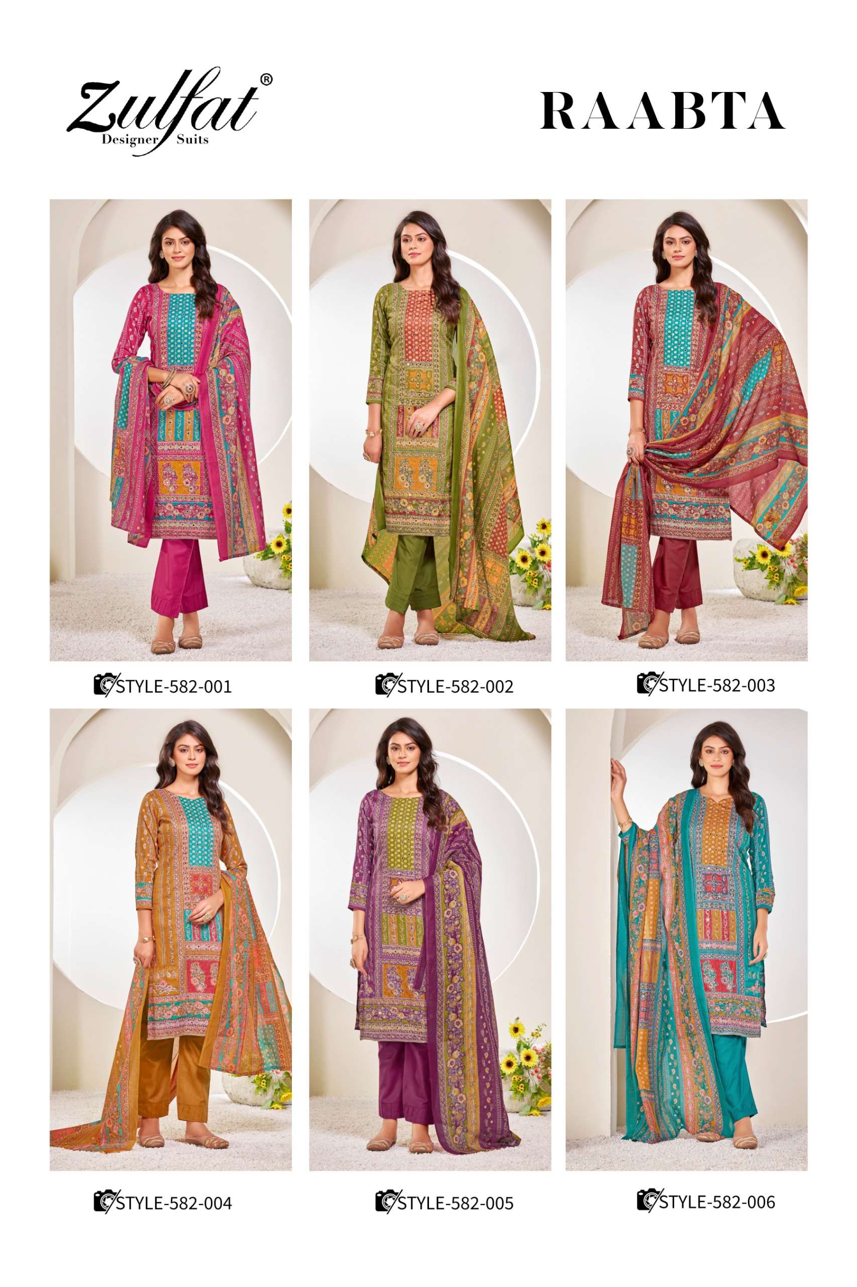 ZULFAT DESIGNER SUITS RAABTA JAM COTTON PRINT WITH FANCY WORK SUIT