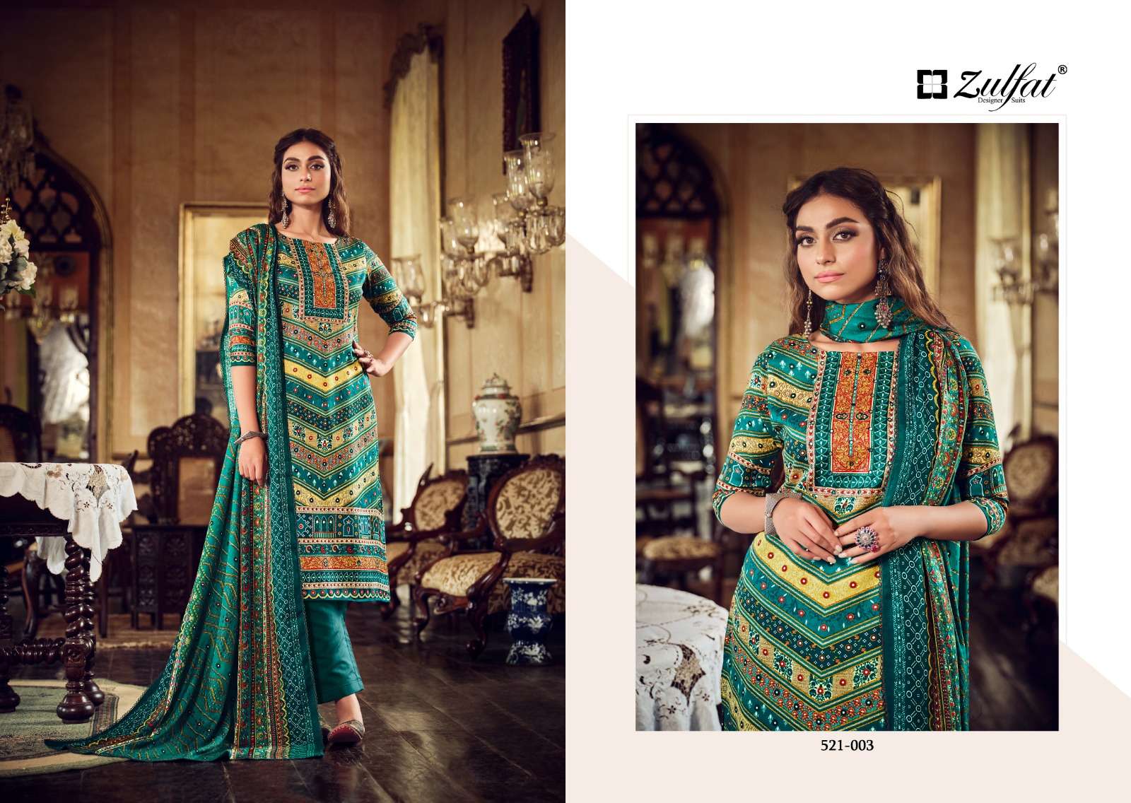 ZULFAT DESIGNER SUITS REHNUMA WOOLEN PASHMINA DIGITAL PRINT SUIT