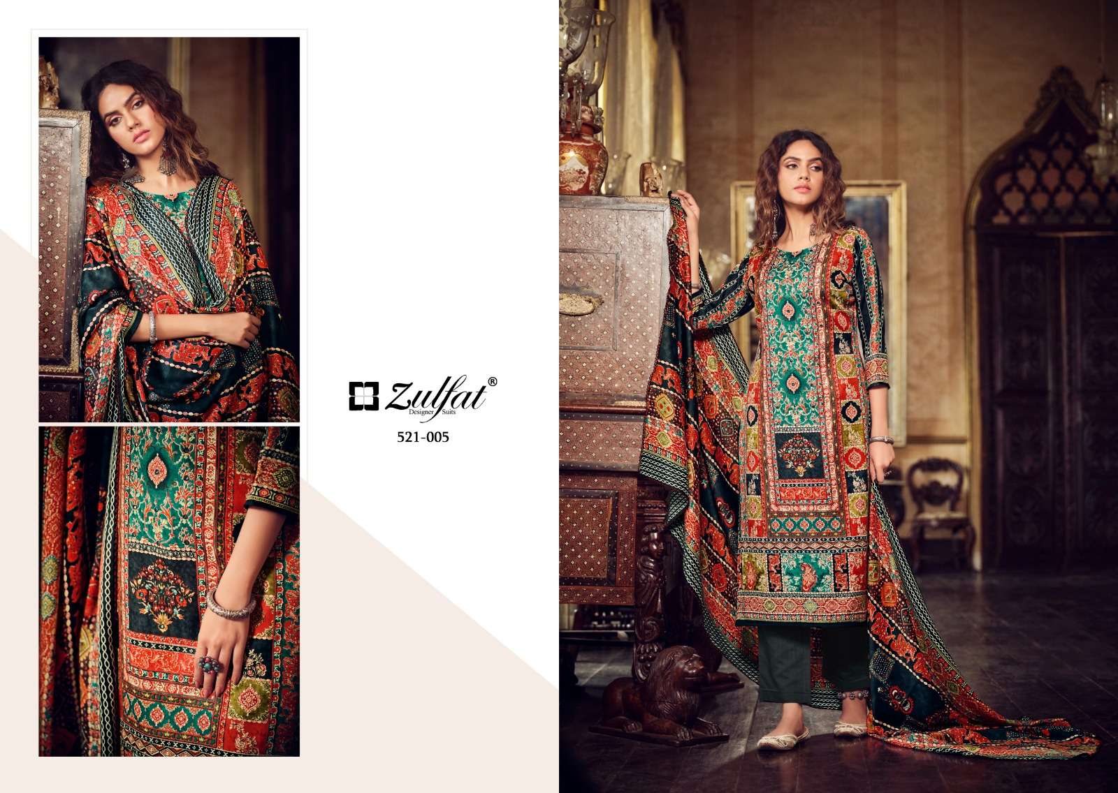 ZULFAT DESIGNER SUITS REHNUMA WOOLEN PASHMINA DIGITAL PRINT SUIT