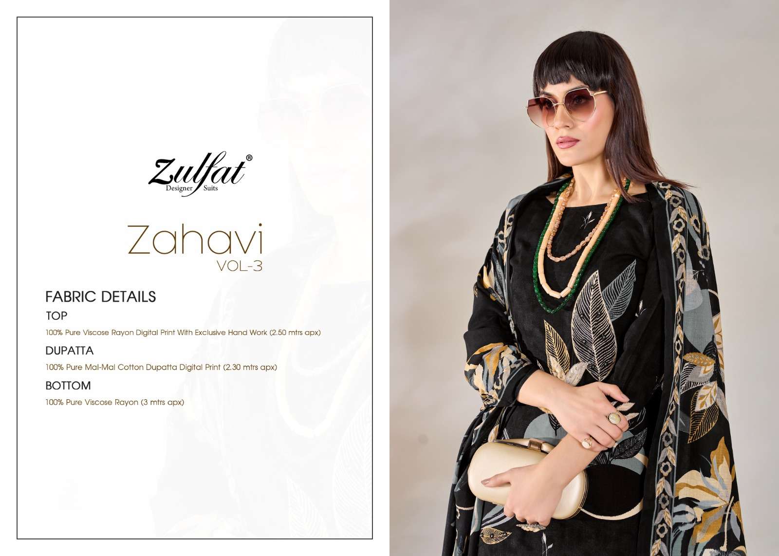 ZULFAT DESIGNER SUITS ZAHAVI VOL 3 VISCOSE FANCY WORK SUIT