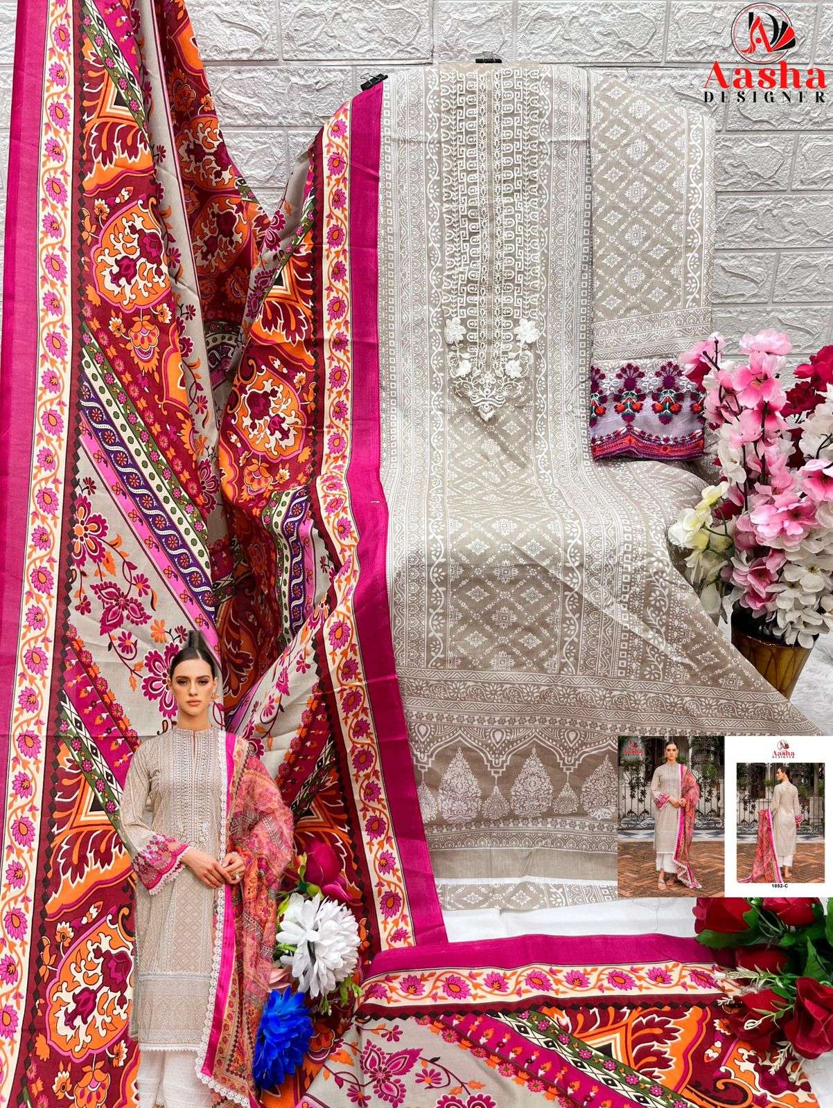 AASHA DESIGNER DESIGN NO - 1052 BC EXCLUSIVE PATCH EMBROIDERY PARTY WEAR SUIT