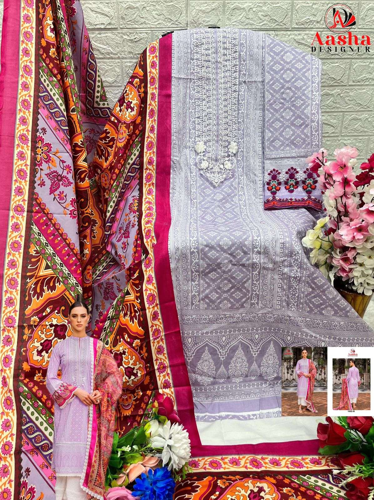 AASHA DESIGNER DESIGN NO - 1052 BC EXCLUSIVE PATCH EMBROIDERY PARTY WEAR SUIT