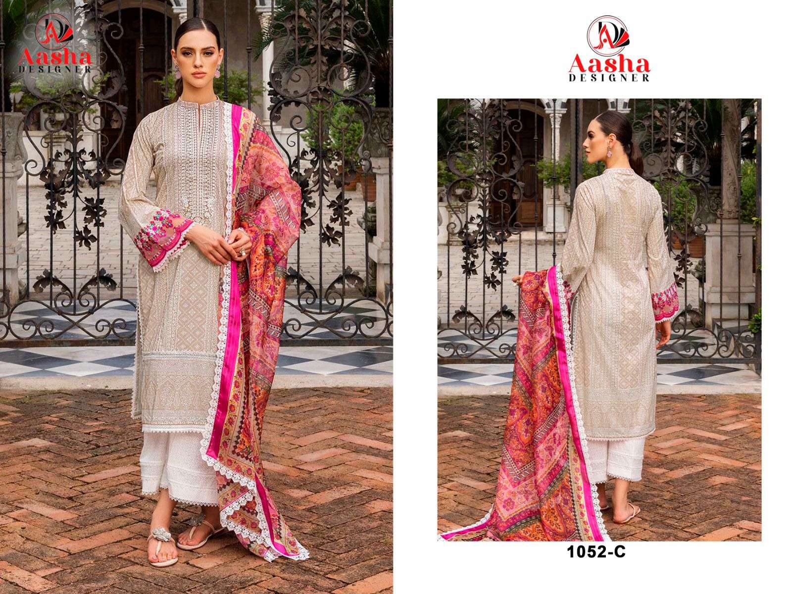 AASHA DESIGNER DESIGN NO - 1052 BC EXCLUSIVE PATCH EMBROIDERY PARTY WEAR SUIT