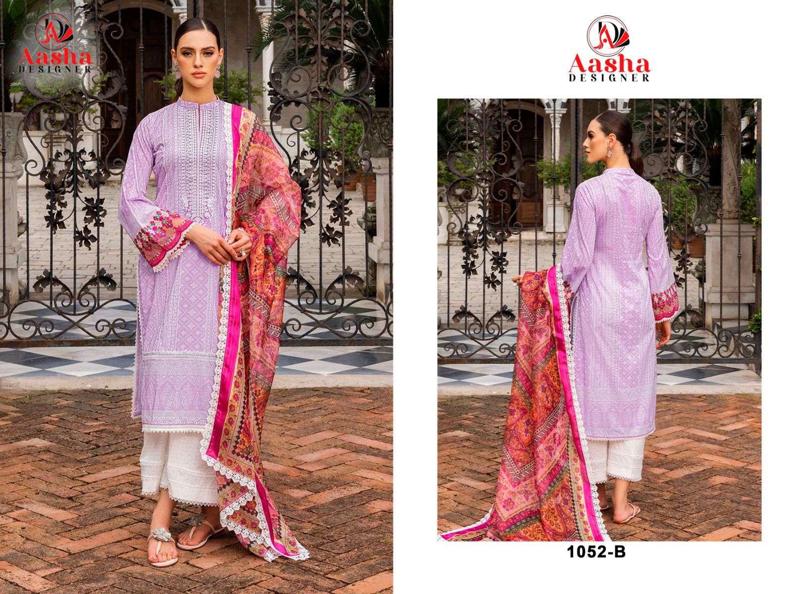AASHA DESIGNER DESIGN NO - 1052 BC EXCLUSIVE PATCH EMBROIDERY PARTY WEAR SUIT