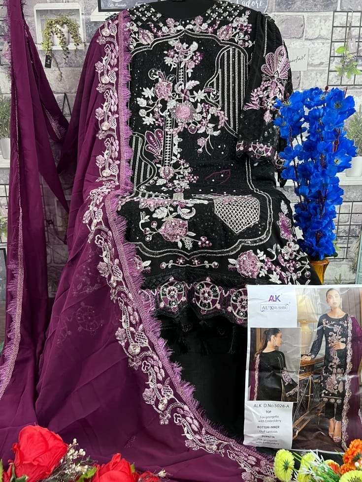 AL KHUSHBU AADAB-VOL-2 DESIGN NO-5028-A-B-C-D HITS COLORS HEAVY EMBROIDERED PAKISTANI SUIT