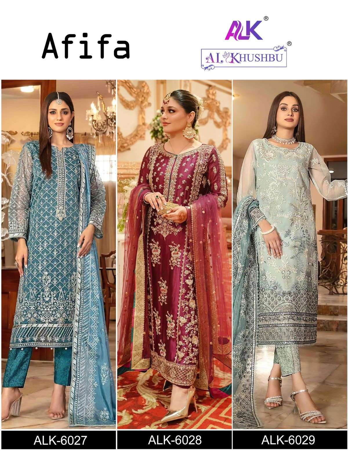 AL KHUSHBU AFIFA GEORGETTE HEAVY EMBROIDERED PAKISTANI SUIT