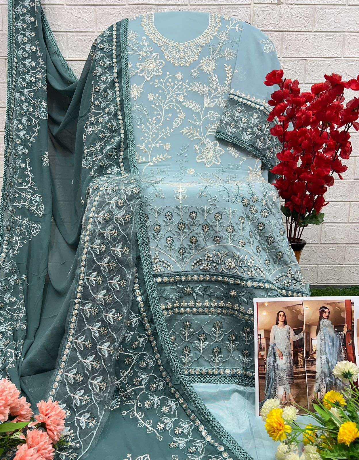 AL KHUSHBU AFIFA GEORGETTE HEAVY EMBROIDERED PAKISTANI SUIT