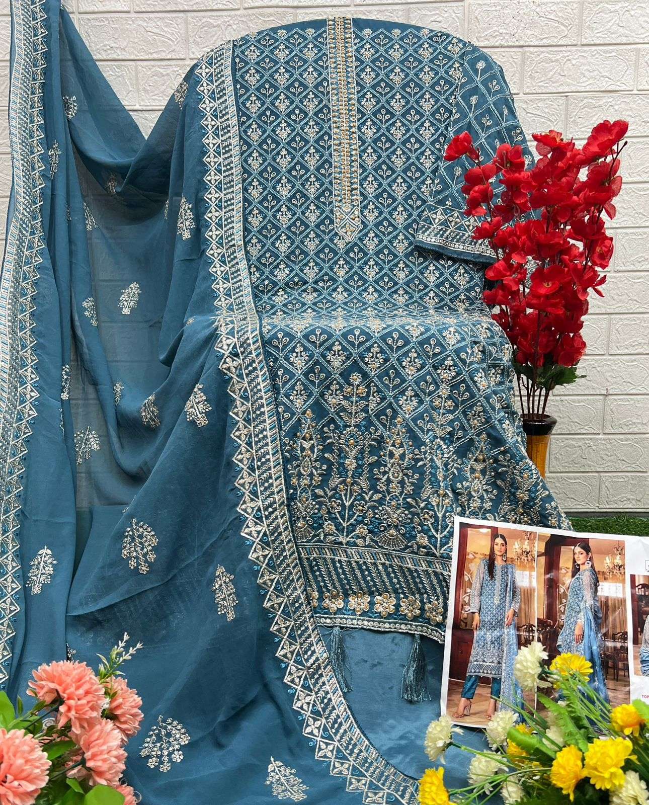 AL KHUSHBU AFIFA GEORGETTE HEAVY EMBROIDERED PAKISTANI SUIT