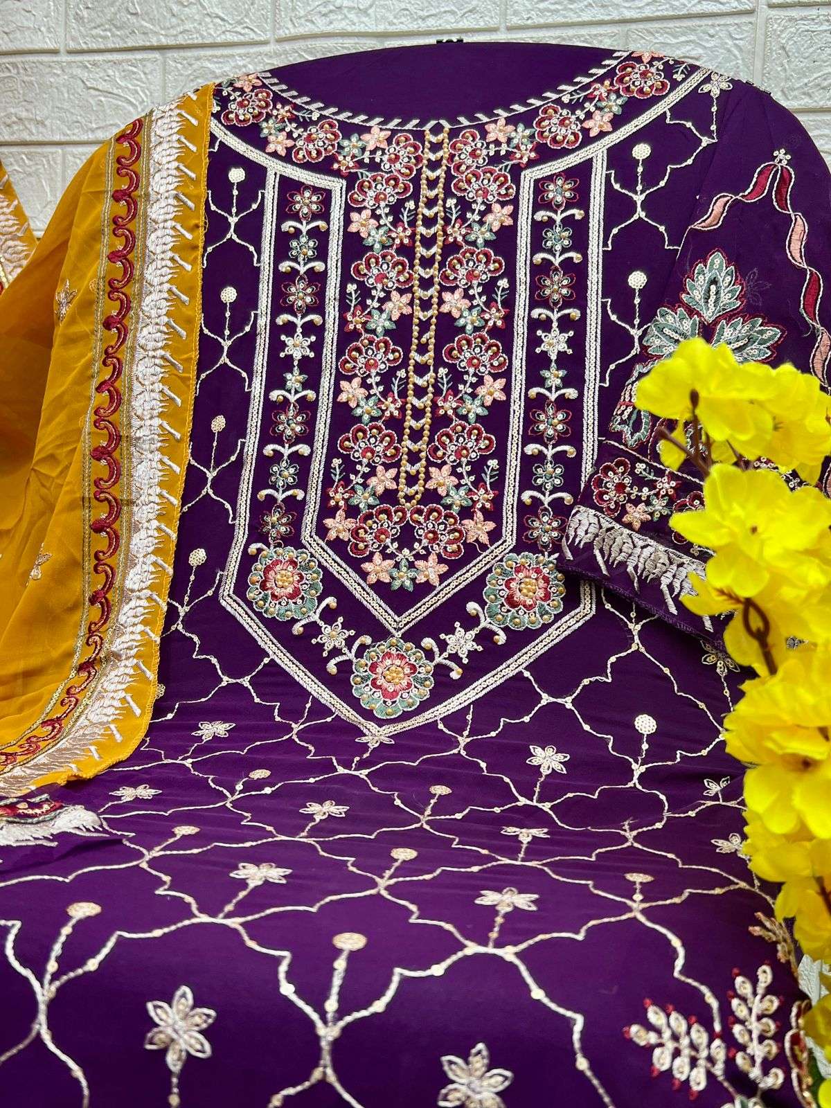 AL KHUSHBU DESIGN NO - 6021-22-23 GEORGETTE HEAVY EMBROIDERED PAKISTANI SUIT