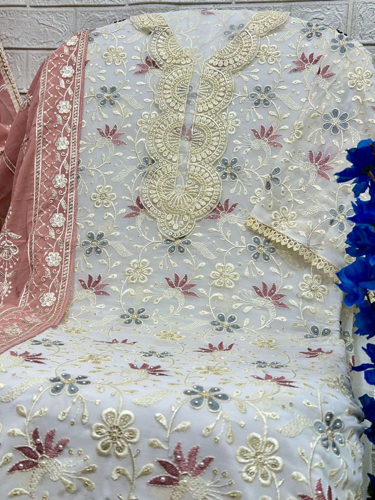AL KHUSHBU DESIGN NO - 6021-22-23 GEORGETTE HEAVY EMBROIDERED PAKISTANI SUIT