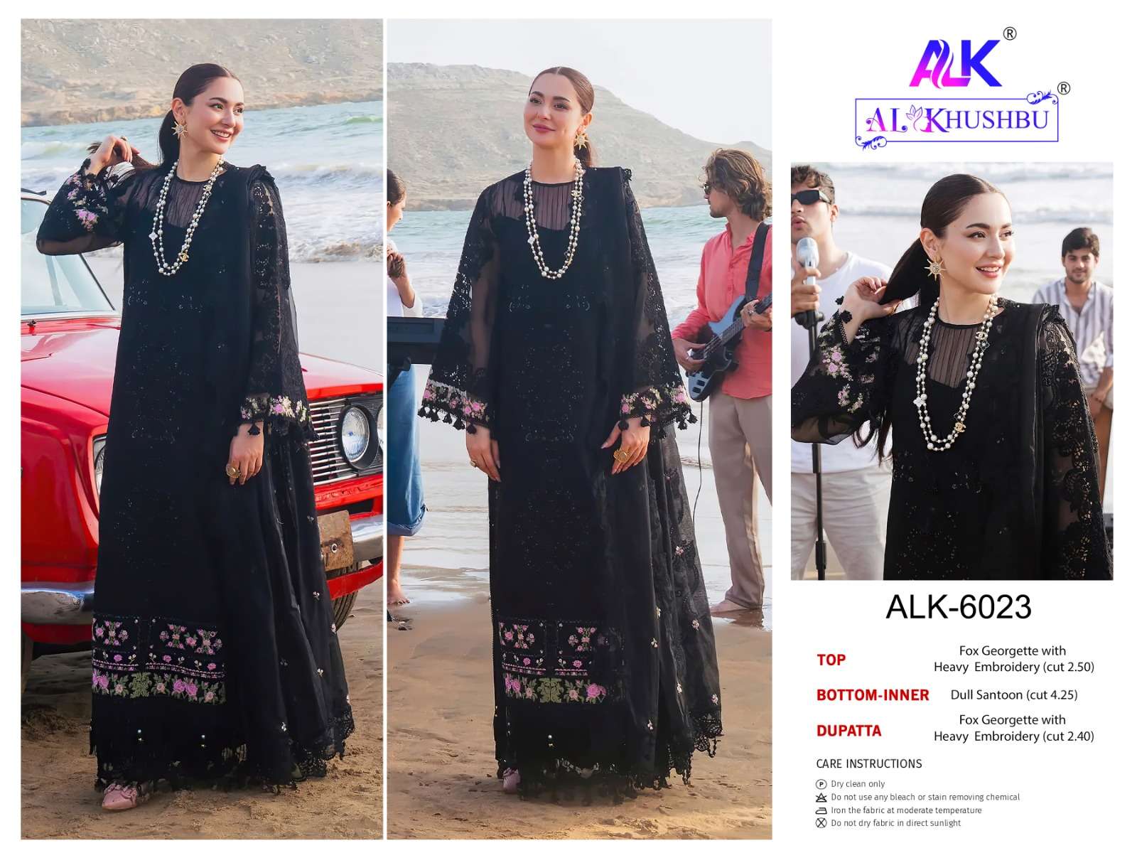 AL KHUSHBU DESIGN NO - 6021-22-23 GEORGETTE HEAVY EMBROIDERED PAKISTANI SUIT