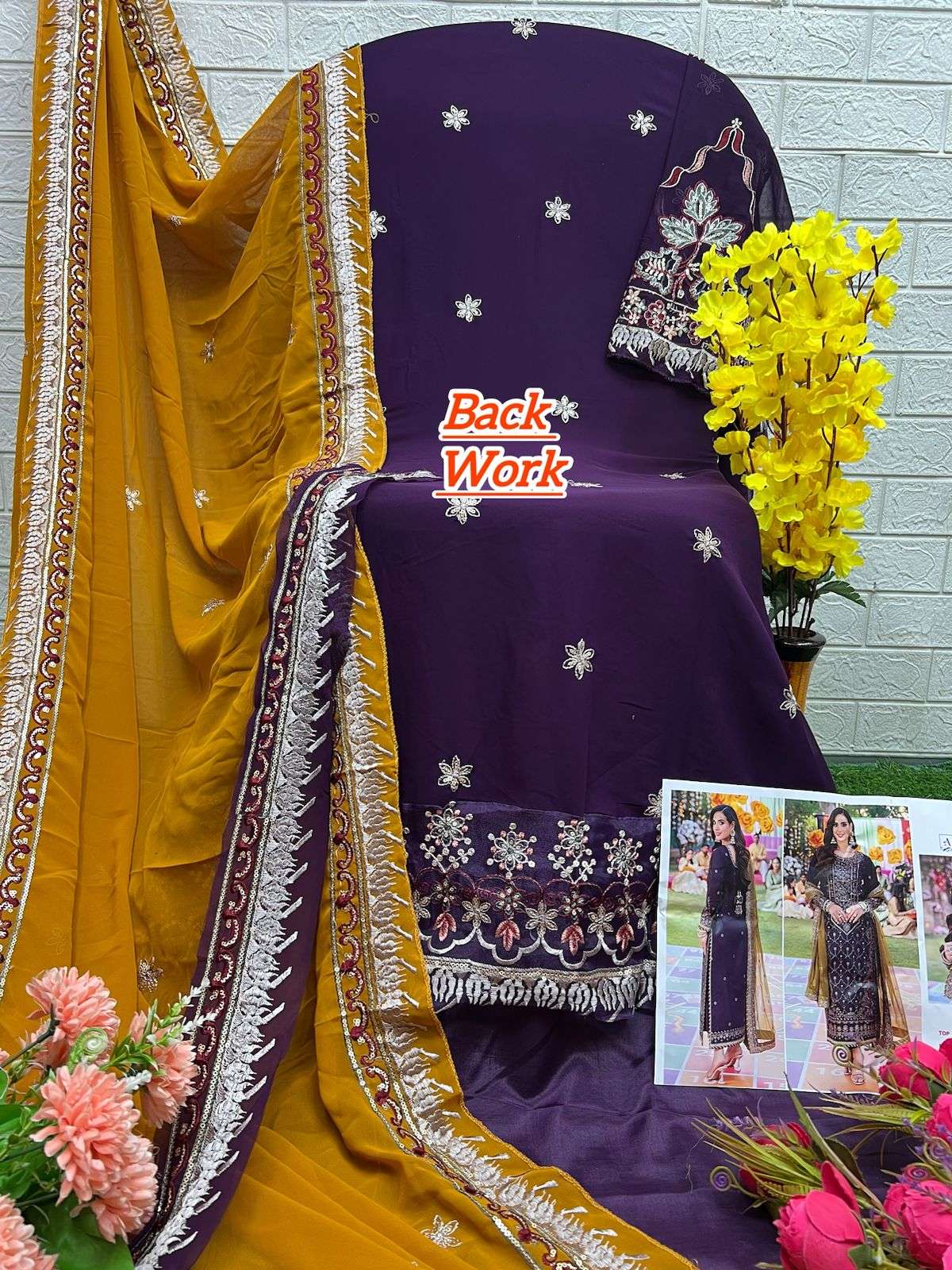 AL KHUSHBU DESIGN NO - 6021-22-23 GEORGETTE HEAVY EMBROIDERED PAKISTANI SUIT