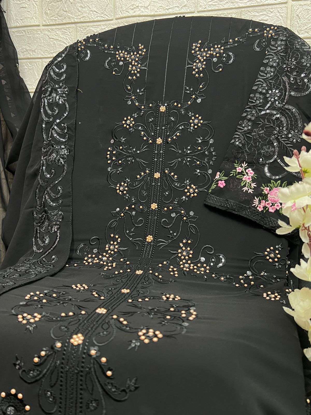 AL KHUSHBU DESIGN NO - 6021-22-23 GEORGETTE HEAVY EMBROIDERED PAKISTANI SUIT