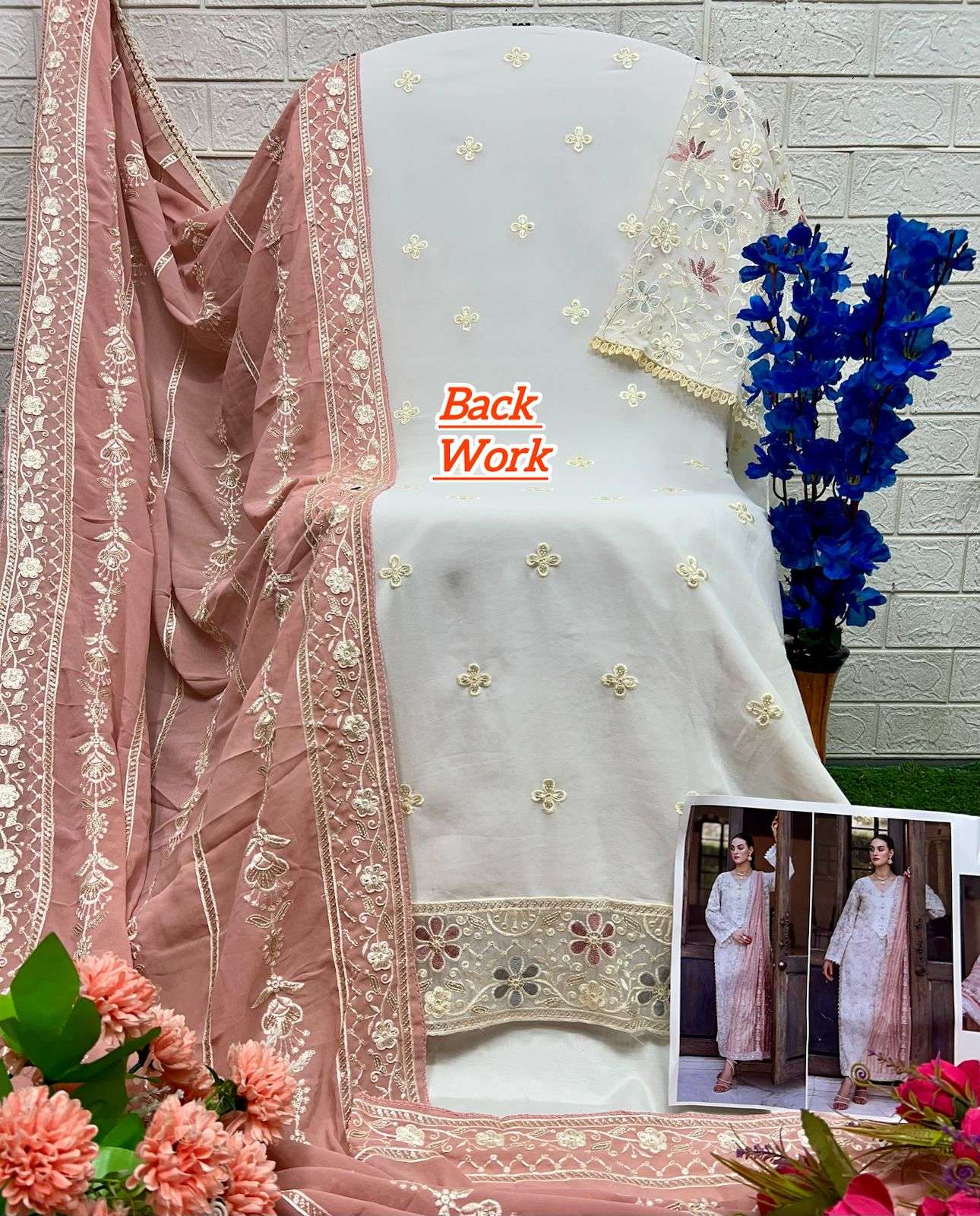 AL KHUSHBU DESIGN NO - 6021-22-23 GEORGETTE HEAVY EMBROIDERED PAKISTANI SUIT
