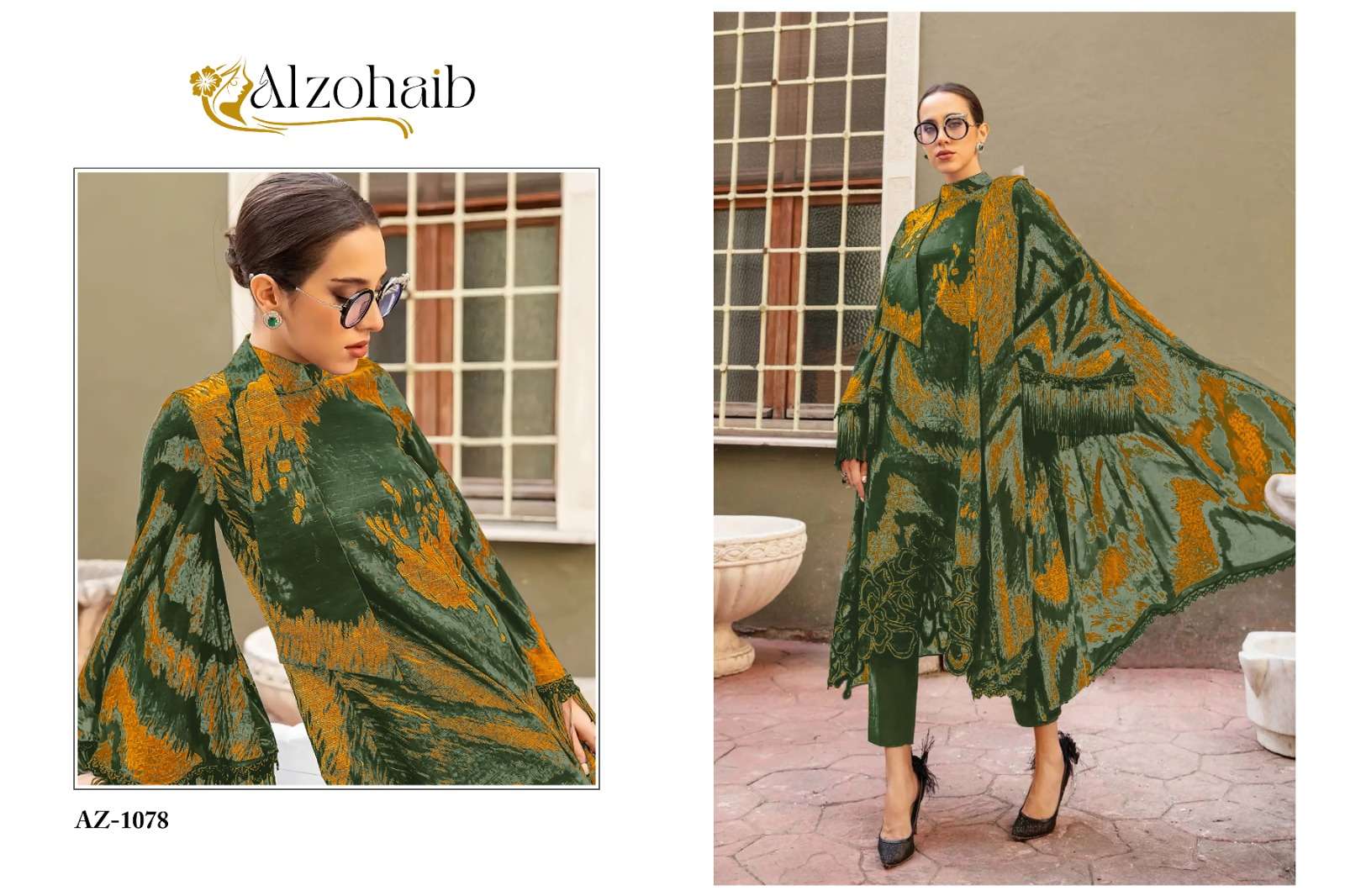 AL ZOHAIB D NO 1077 TO 1079 COTTON PATCH EMBROIDERY SALWAR KAMEEZ 