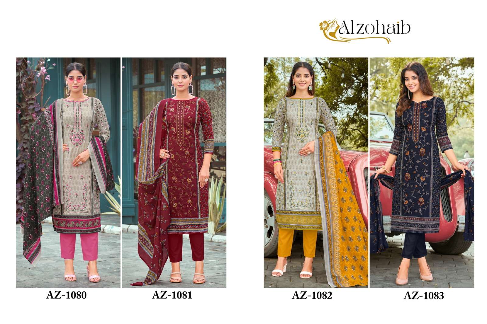 AL ZOHAIB D NO 1080 TO 1083 COTTON EMBROIDERY WORK SUIT