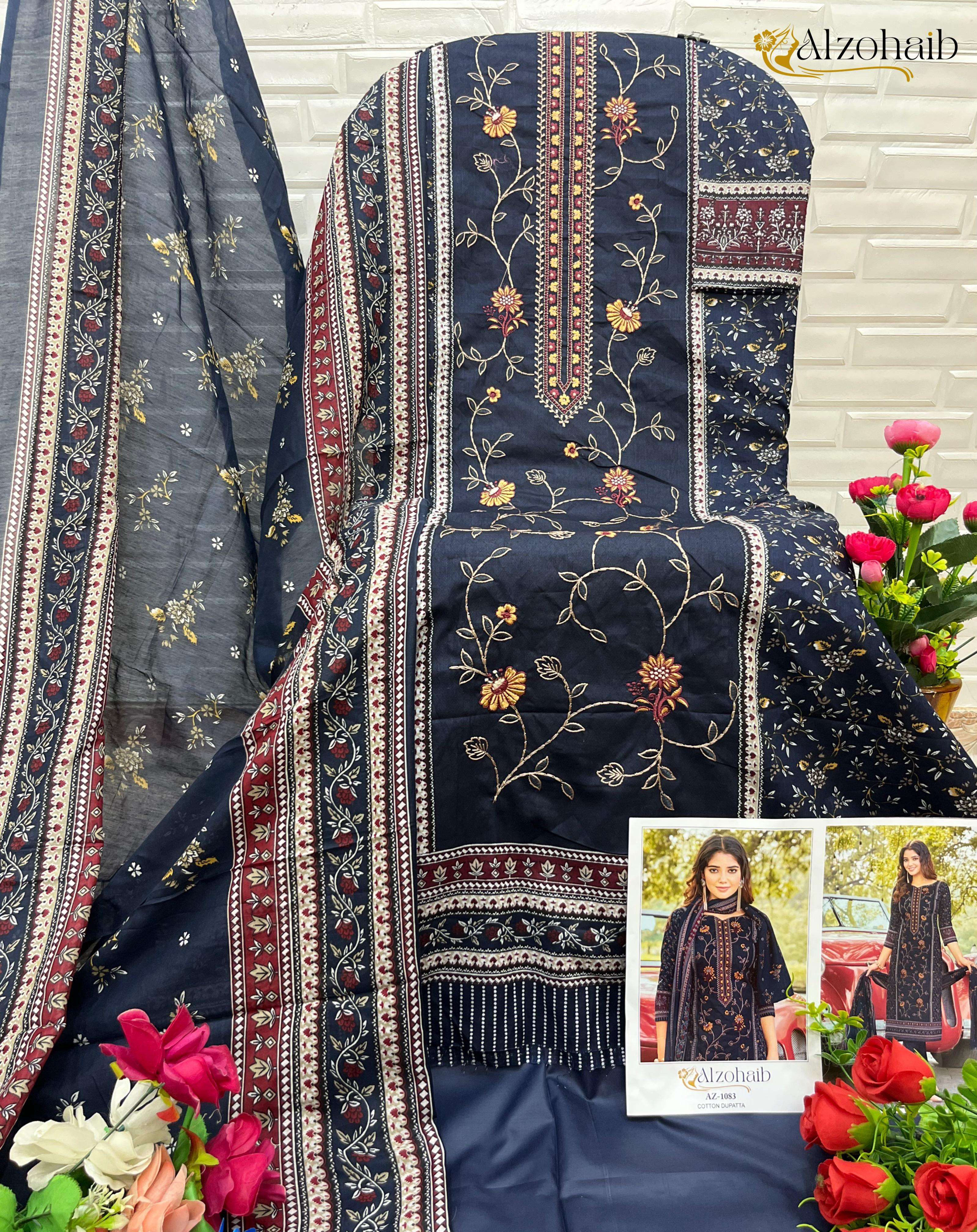 AL ZOHAIB D NO 1080 TO 1083 COTTON EMBROIDERY WORK SUIT