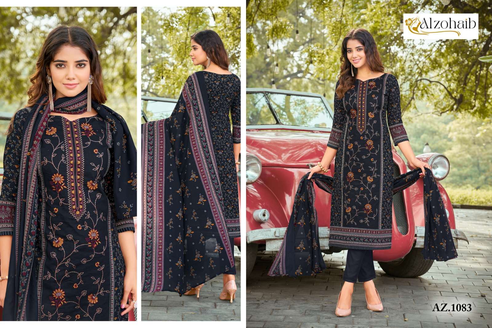 AL ZOHAIB D NO 1080 TO 1083 COTTON EMBROIDERY WORK SUIT