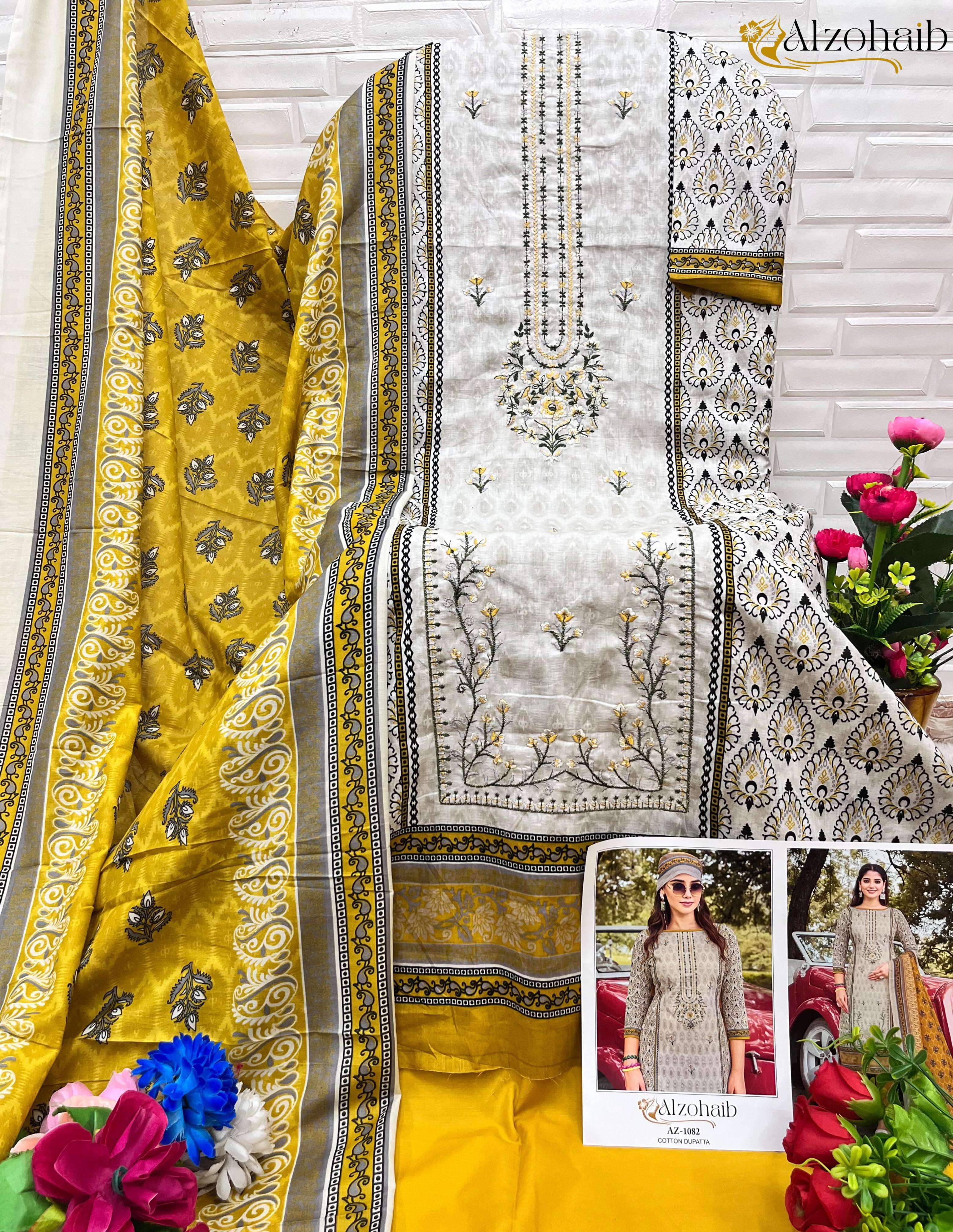 AL ZOHAIB D NO 1080 TO 1083 COTTON EMBROIDERY WORK SUIT