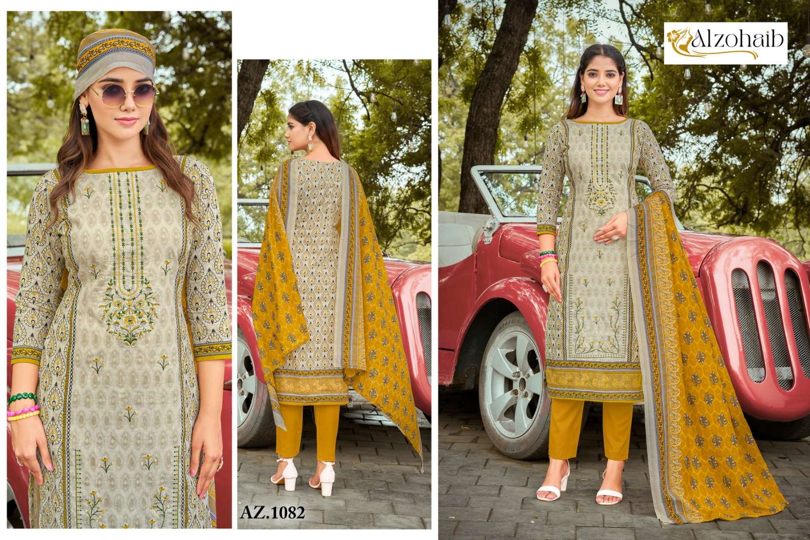 AL ZOHAIB D NO 1080 TO 1083 COTTON EMBROIDERY WORK SUIT